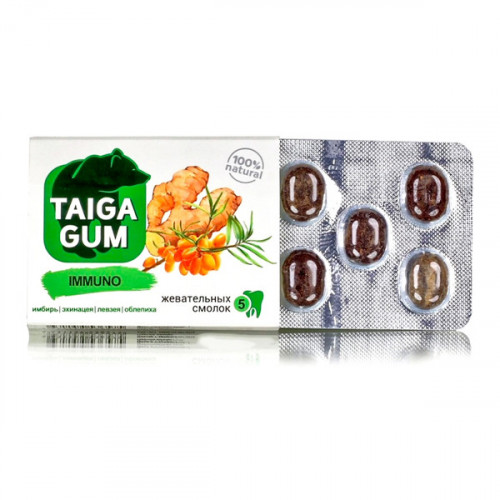 Смолка жевательная Taiga Gum "Immuno" для иммунитета №5*8г