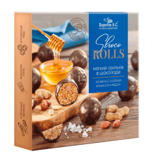 Конфеты "Shoco Rolls" с солёным арахисом и медом в ш.глазури 135г