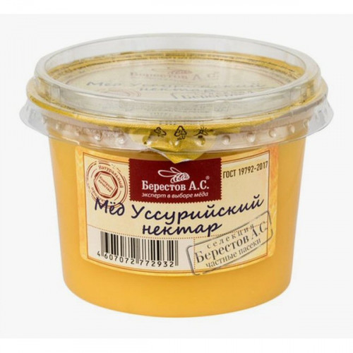 Мёд "Берестов А.С." Уссурийский нектар пэт банка 360г