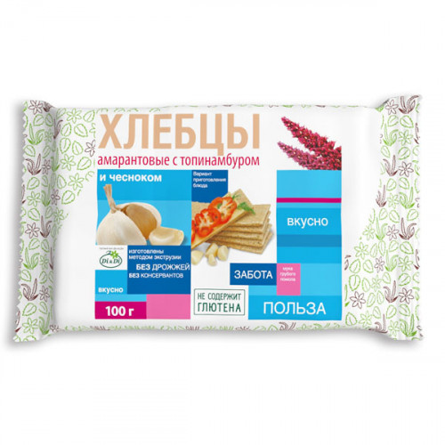 Хлебцы амарантовые c чесноком 100г