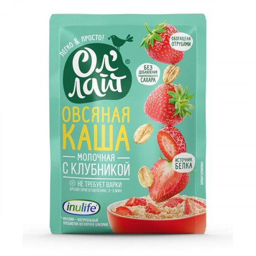 Каша овсяная молочная с клубникой ОлЛайт 40г