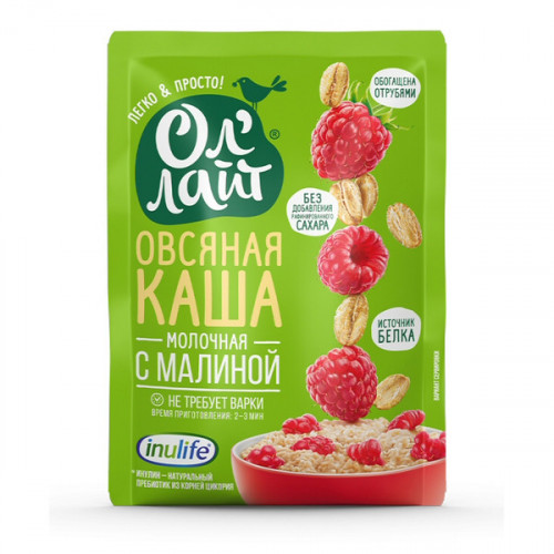 Каша овсяная молочная с малиной ОлЛайт 40г