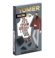 Шоколад горький 70% какао с кофе, без сахара, Томер 70г