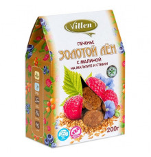 Печенье льняное с малиной на мальтите и стевии "Золотой Лён" 200г