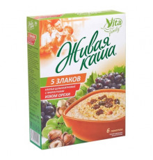 Каша живая "Vita" "5 злаков" с изюмом и орехами 210г