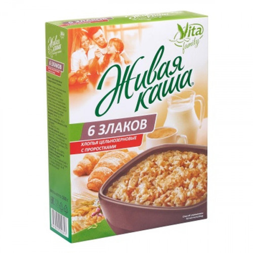 Каша живая "Vita" "6 злаков" МИКС пророщенное зерно+хлопья 300г